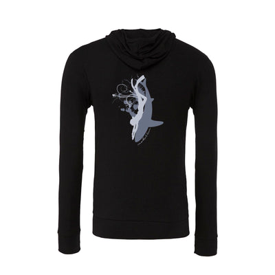 Sweat shirts à zip et capuche plongée femme requin et plongeuse noir
