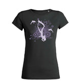 Diving t-shirts round neck woman diver and black dolphins