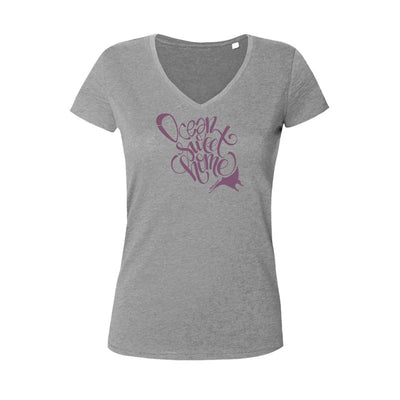 Tee shirt plongée col V femme Ocean Sweet Home gris