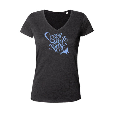 Tee shirt plongée col V femme Ocean Sweet Home noir