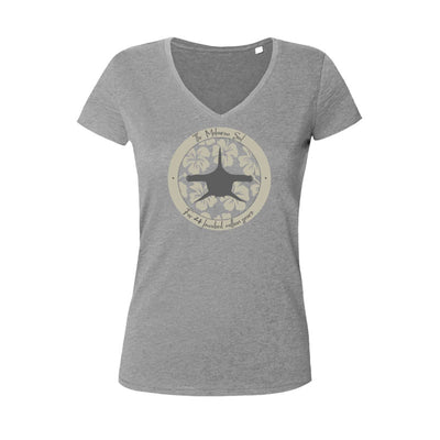 Tee shirt plongée col V femme grand requin marteau gris
