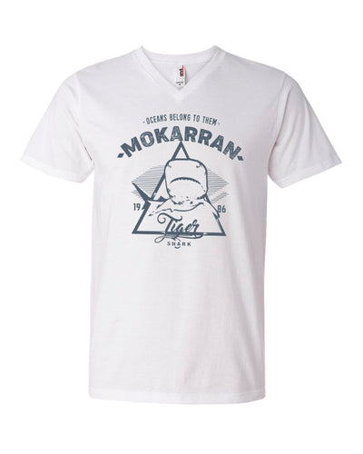 Tee shirts plongée col V pour homme requin tigre blanc