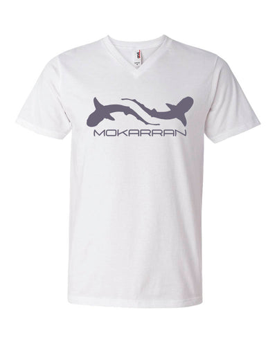 Tee shirts plongée col V pour homme requins blanc