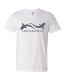 Men's V-neck diving t-shirts white sharks