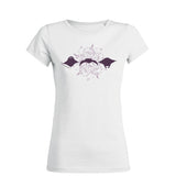 Women's white diving t-shirt round neck manta ray