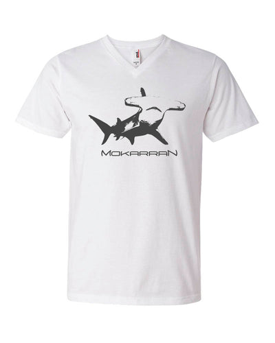 Tee shirts plongée col V pour homme requin marteau blanc