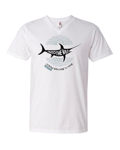 Tee shirts plongée col V pour homme espandon marlin blanc