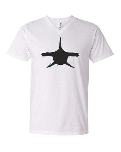 Tee shirts plongée col V pour homme requin marteau blanc