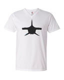 V-neck diving t-shirts for men white hammerhead shark