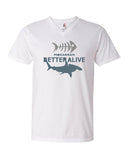 V-neck diving t-shirts for men great white hammerhead shark
