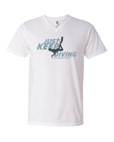Men's v-neck diving t-shirt just keep diving white