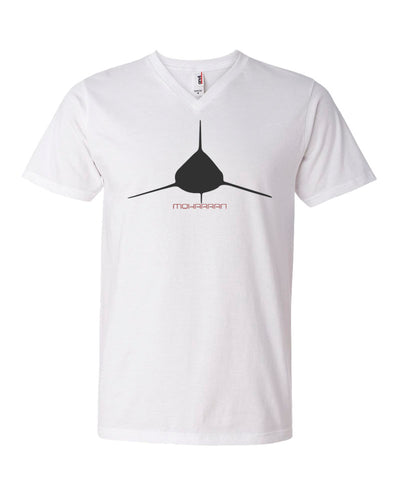 Tee shirt plongée col en v pour homme requin longimanus blanc