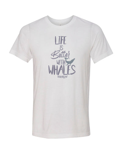 Tee shirt plongée gris foncé pour homme life is better with whale blanc