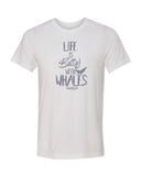 Dark gray diving t-shirt for men life is better with whale white