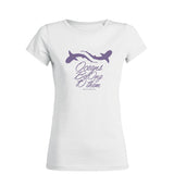 Women's round neck diving t-shirt white sharks