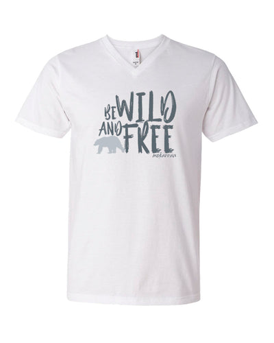 Tee shirt plongée col v homme ours polaire blanc