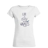 Dark gray diving t-shirt for women life is better with whale white