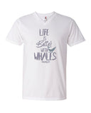 Dark gray diving t-shirt for men life is better with whale white