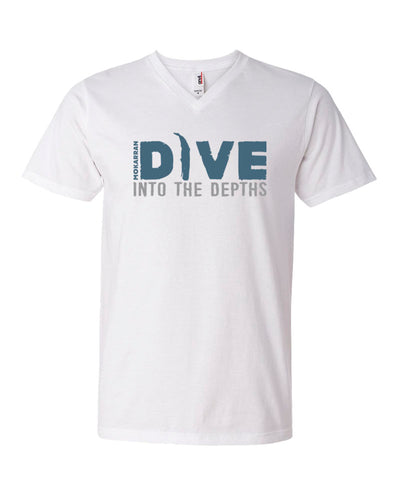 Tee shirt plongée col v homme cachalot blanc