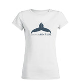 Tee shirt plongée à col rond pour femme baleine à bosse blanc