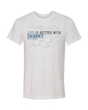 Tee shirt plongée blanc requin pour homme Life is Better with sharks