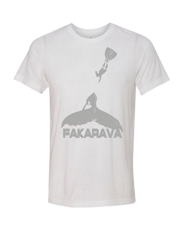 tee shirt plongée baleine à bosse apnéiste Fakarava - blanc