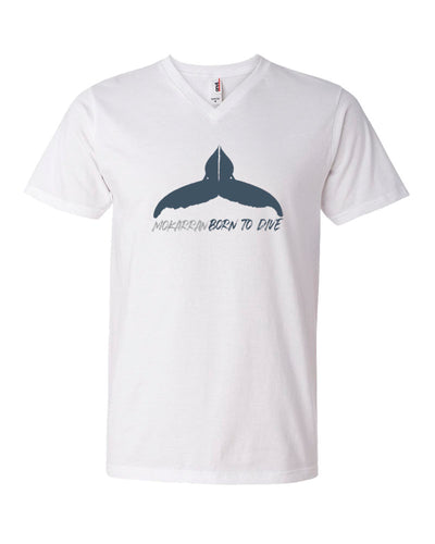 Tee shirt plongée col v homme baleine a bosse blanc