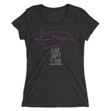 Diving t-shirt woman wide neck dolphins black