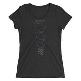 Women's diving t-shirt with wide collar black manta ray