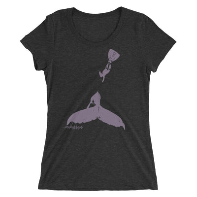 Tee shirt plongee femme col large baleine et plongeur noir