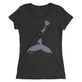 Women's diving t-shirt with wide collar whale and black diver
