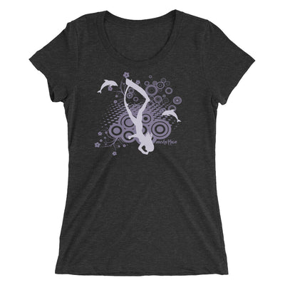 t-shirt apnée femme col large dauphin noir