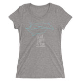 Diving t-shirt woman wide neck gray dolphins