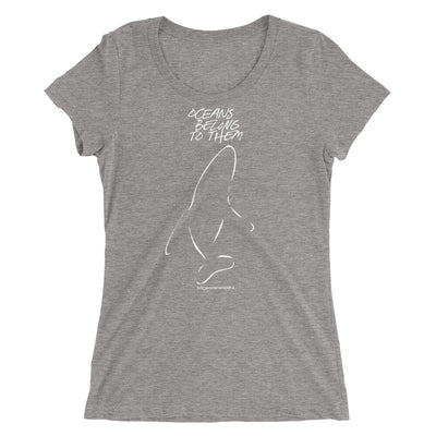 Tee shirt plongee femme col large baleine à bosse gris