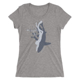 gray shark and diver women's freediving t-shirt
