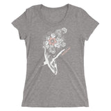 Women's wide-neck whale gray diving t-shirt