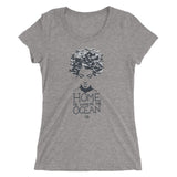 t-shirt plongee femme col large home is where the ocean is gris
